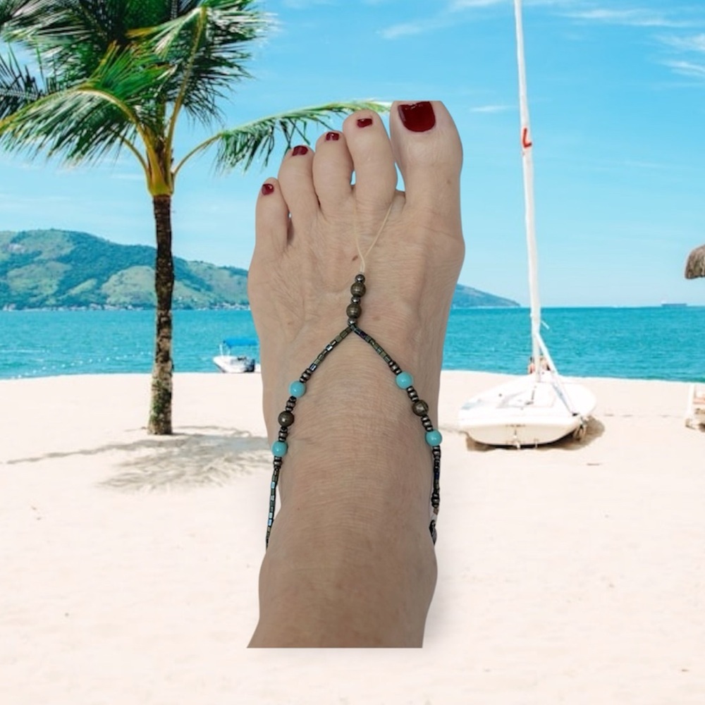 Turquoise Ankle thong slave bracelet
